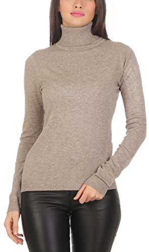 Fashion4Young 10974 Damen Feinstrick-Pullover Pulli Rollkragen Pullover Strickpullover (Cinder, L/XL=38/40) von Fashion4Young