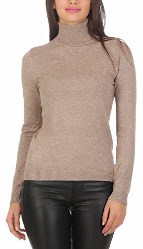 Fashion4Young 10974 Damen Feinstrick-Pullover Pulli Rollkragen Pullover Strickpullover (beige, S/M=34/36) von Fashion4Young