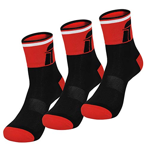 Fast Cycles -3er Pack atmungsaktive Sportsocken-Fahrradsocken-Sneakersocken-Laufsocken- für Damen und Herren. Für Mountainbiking, Spinning, Fitness, Tennis, Joggen und Laufen. Rot/Schwarz 35-39 von Fast Cycles