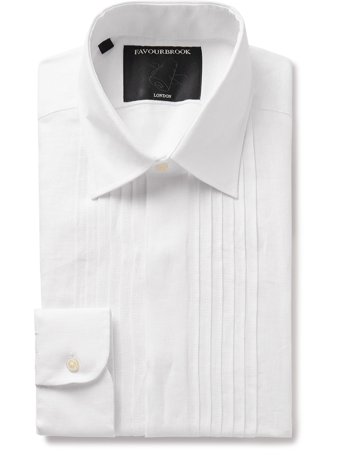 Favourbrook - Pintucked Linen Tuxedo Shirt - Men - White - UK/US 15 von Favourbrook