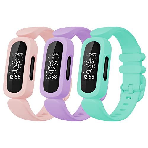 Faychey Kompatibel mit Fitbit Ace 3 Armband für Kinder ab 6 Jahren, niedliches buntes Sportarmband aus Silikonkautschuk, verstellbar, wasserdicht, kompatibel mit Fitbit Ace 3 für Mädchen und Jungen von Faychey