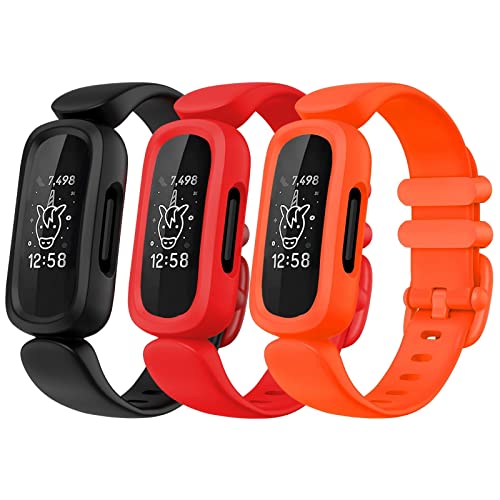 Faychey Kompatibel mit Fitbit Ace 3 Armband für Kinder ab 6 Jahren, niedliches buntes Sportarmband aus Silikonkautschuk, verstellbar, wasserdicht, kompatibel mit Fitbit Ace 3 für Mädchen und Jungen von Faychey