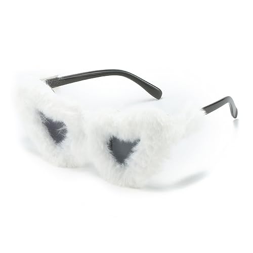 Fcnjsao Sonnenbrille mit Plüschrahmen, Herzlinse, kleiner Rahmen, Sonnenbrille, Erwachsene, Karneval, Frühling, Sommer, Camping, Reisen, Sonnenbrille, Teenager, UV-Schutz, kleiner Rahmen, von Fcnjsao