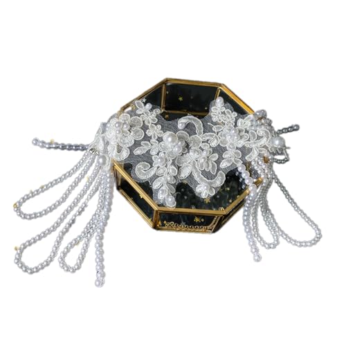 Modische Spitzen-Perlen, Haarschmuck, glitzernde Haarschmuck mit Perlen, Perlenfransen, einzigartige Spitze, Kopfbedeckung, Schmuck, leicht und bequem von Fcnjsao
