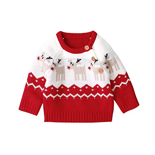 FeMereina Kleinkind Junge Mädchen Weihnachtspullover Strickpullover Xmas Rentier Elch Schneemann Cartoon Sweatshirts Tops Gr. 86, rot FeMereina Kleinkind Junge Mädchen Weihnachtspullover Strickpullover Xmas Rentier Elch Schneemann Cartoon Sweatshirts Tops Gr. 86, rot von FeMereina