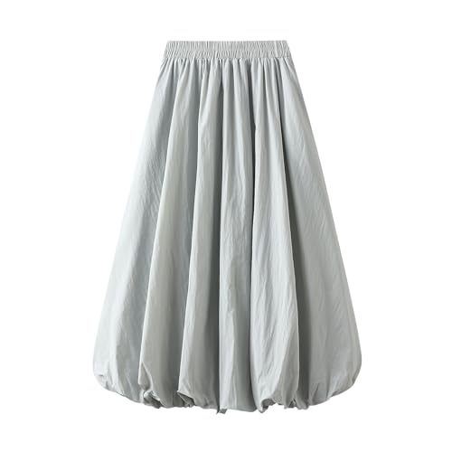FeMereina Y2K Bubble Maxirock, langer Ballonrock, elegant, hoher Taillenbund, Plissee-Puff, A-Linie, lässig, Rüschensaum, fließend, hellblau, Einheitsgröße FeMereina Y2K Bubble Maxirock, langer Ballonrock, elegant, hoher Taillenbund, Plissee-Puff, A-Linie, lässig, Rüschensaum, fließend, hellblau, Einheitsgröße von FeMereina
