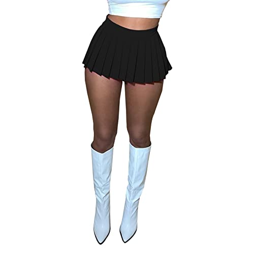 Mini-Faltenröcke für Damen, sexy schwarzer Minirock mit Schlitz, für Damen und Mädchen, Y2K, kurzer Cargorock, Skater, A-Linie, Faltenrock, Schwarz , M Mini-Faltenröcke für Damen, sexy schwarzer Minirock mit Schlitz, für Damen und Mädchen, Y2K, kurzer Cargorock, Skater, A-Linie, Faltenrock, Schwarz , M von FeMereina