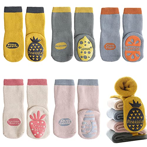 FedMois 5er Pack Baby Kleinkinder ABS rutschfeste Wintersocken dicke Thermosocken Baumwolle, Obst, 1-3 Jahre FedMois 5er Pack Baby Kleinkinder ABS rutschfeste Wintersocken dicke Thermosocken Baumwolle, Obst, 1-3 Jahre von FedMois