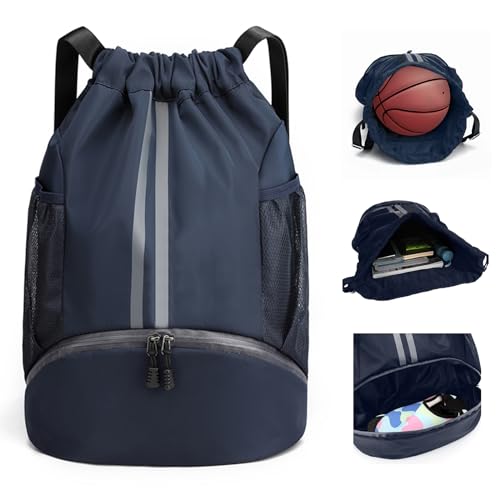 Feelhap Turnbeutel Sportbeutel mit Kordelzug, Sport Rucksäcke Drawstring Rucksack Große Kapazität mit Bodenfach Verstellbar Tunnelzug Gymsack Wasserfest Sporttasche von Feelhap