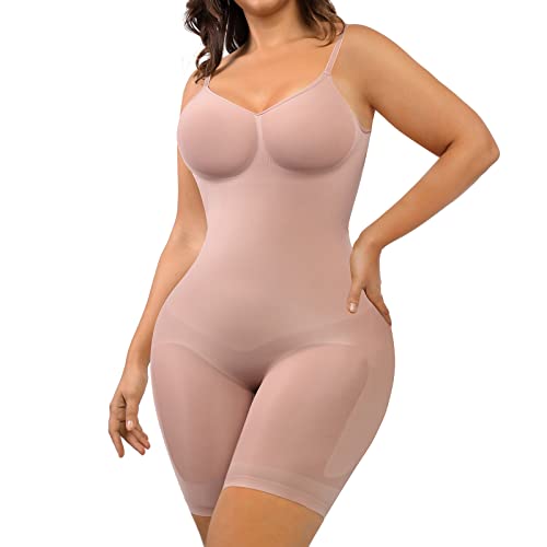 FeelinGirl Bodysuit Shapewear Bauchweg, Rückenfreier Body für Frauen, Nahtloser Faja Körperformer, Sculpting Shaper Überbrust, Formende Bodys Butt-heber Beige XS/S von FeelinGirl