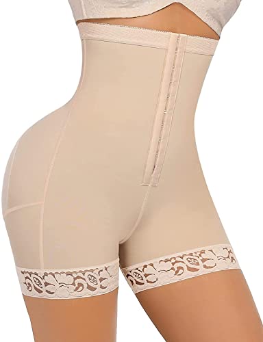 FeelinGirl Damen Miederpants mit Bauch-Weg-Effekt Formt sofort und Strafft effektiv, L, Beige mit Haken von FeelinGirl