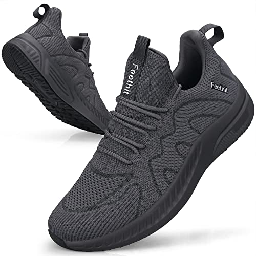 Feethit Sneaker Herren Schuhe Sportschuhe Laufschuhe Turnschuhe Herren Tennis Fitness Jogging Walkingschuhe Leichtgewichts Atmungsaktiv Freizeit Straßenlaufschuhe Schlüpfen Schuhe Dunkel Grau 41 EU von Feethit