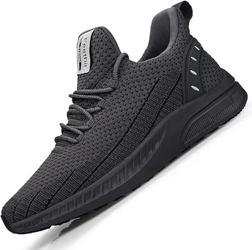 Feethit Turnschuhe Herren Laufschuhe Sportschuhe Sneaker rutschfeste Gummisohlen Leichte und Atmungsaktiv für Gehen Laufen Joggen Sports Dunkelgrau 46 von Feethit