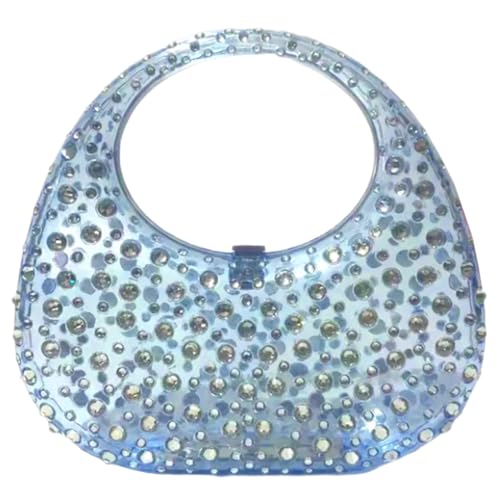 Fehploh Acryl-Geldbörse, stilvolle Clutch, modisch, Mini-Glitzer, Abendtasche für den täglichen Bürogebrauch, einfarbige Tasche, blau, 210.00x200.00x56.00mm/8.27x7.87x2.2inch von Fehploh