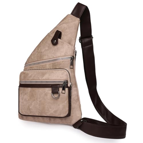 Fehploh Anti-Diebstahl-Brusttasche, multifunktionale Bauchtasche, große Kapazität, PU, Anti-Dieb, Crossbody-Tasche, verstellbarer Riemen, mehrere Taschen, für Damen und Herren, khaki von Fehploh