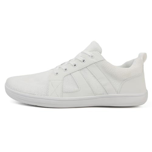 Fehploh Barfußschuhe, atmungsaktiv, breite Zehenschuhe, leichte Freizeit-Laufsneaker, minimalistische Wanderschuhe, Outdoor-Sportschuhe (43 weiß) von Fehploh