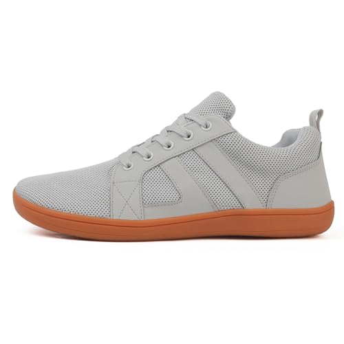 Fehploh Barfußschuhe, atmungsaktive Mesh-Sneaker, leichte Freizeit-Laufsneaker, minimalistische Wanderschuhe, Outdoor-Sportschuhe (42 Grau) von Fehploh