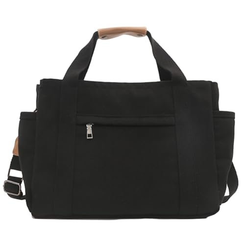 Fehploh Canvas-Reisetasche, Handtasche, mehrere Taschen, einfarbig, for Damen, vielseitige Umstandstasche, großes Fassungsvermögen, Windel-Organizer for Neugeborene (schwarz) von Fehploh