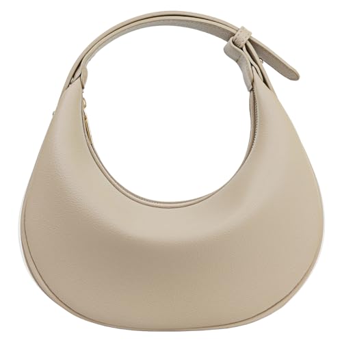 Fehploh Crescent Umhängetasche aus PU-Leder, Clutch-Handtasche mit verstellbarem Riemen, trendige Umhängetasche, einfarbig, Knödeltasche für Damen (Khaki) von Fehploh