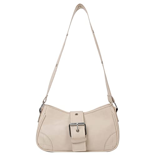 Fehploh Damen-Achseltasche aus Leder, einfarbig, Y2K, lässige Unterarm-Geldbörse, weibliche Handy-Geldbörse (Beige) von Fehploh