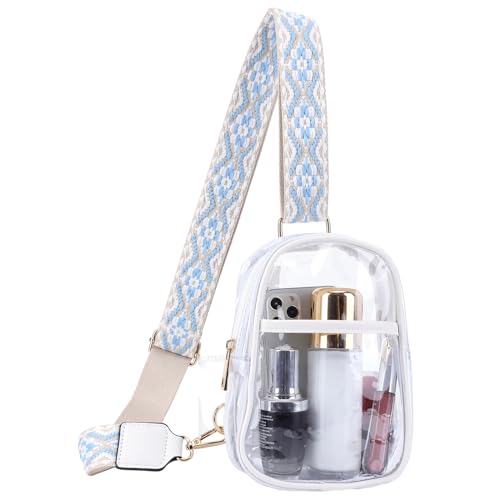 Fehploh Damen-Brusttasche, transparent, mit Jacquard-Riemen, modische Umhängetasche, wasserdicht, vielseitig, Umhängetasche, weiblich, täglich, Konzerttasche (Stil 3) von Fehploh