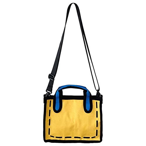 Fehploh Damen Cartoon-Tragetasche, Einkaufstasche, lässig, Sommer, modisch, verstellbare Riemen, Kuriertasche, gelb, 24x18x8cm/9.45x7.09x3.15in von Fehploh