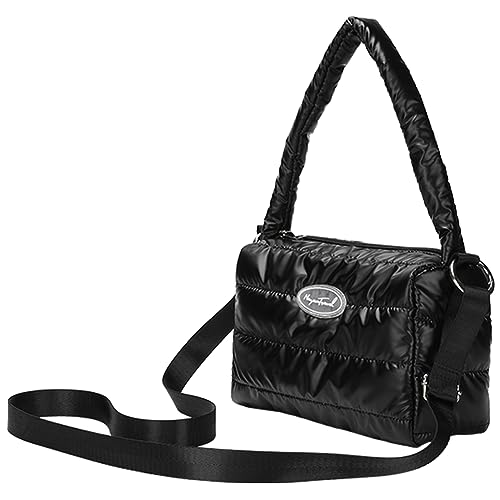 Fehploh Damen-Crossbody-Geldbörse mit Reißverschluss, Tragegriff oben, weich, mit verstellbarem Schultergurt, solide Umhängetasche für Damen, Schwarz , 225.00x145.00x100.00mm/8.86x5.71x3.94inch von Fehploh