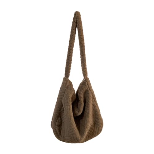 Fehploh Damen-Fuzzy-Achseltasche, niedliche, flauschige Tragetasche, weiche, pelzige Umhängetasche, hübsche, vielseitige, lässige Reisetasche mit großem Fassungsvermögen (Braun) von Fehploh