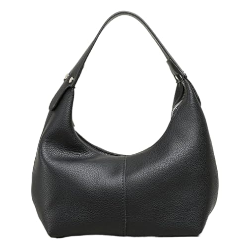 Fehploh Damen-Handtasche, modisch, PU-Leder, einfache Schultertasche, einfarbig, lässig, Achselhöhlen-Handtasche, Mädchen, Outdoor, Alltagstasche (schwarz) von Fehploh