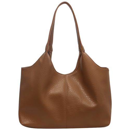 Fehploh Damen-Handtasche aus PU-Leder, einfarbig, stilvolle Umhängetasche, wasserdicht, vielseitig einsetzbar, für Damen und Mädchen (Hellbraun) von Fehploh