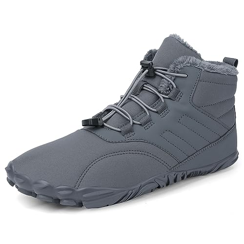 Fehploh Damen Herren Gummi-Barfuß-Laufschuhe, wasserdicht, rutschfest, atmungsaktiv, Winter, warm, Jogging-Sneaker für Spaziergänge im Freien (Dunkelgrau 46) von Fehploh