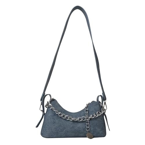 Fehploh Damen-Ketten-Hobo-PU-Umhängetasche, modische Unterarmtasche, Umhängetasche (blau) (blau) von Fehploh