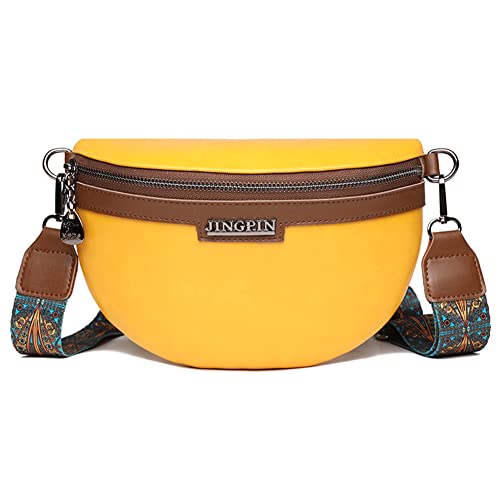 Fehploh Damen Kuriertasche, Kontrastfarbe, Reise-Brusttasche, breiter Riemen, modisch, lässig, für Reisen, Sport, gelb von Fehploh