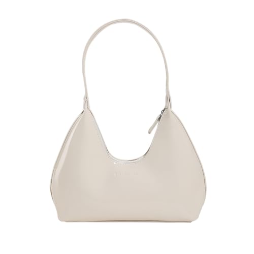 Fehploh Damen Lackleder-Tragetasche, vielseitig, modisch, Umhängetasche, lässig, Hobo-Tasche, Reißverschluss, Achseltasche, Mädchen, Dating-Geldbörse, beige, 360.00 X 220.00 X 120.00 MM/14.17 X 8.66 X von Fehploh