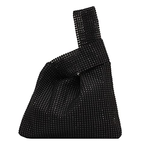 Fehploh Damen-Mode-Pailletten-Tasche, einfarbig, Strass-Glitzer-Weste, Geldbörse, vielseitig, glitzernde Abendtaschen, Damen-Abend-Party-Handtasche (schwarz) von Fehploh