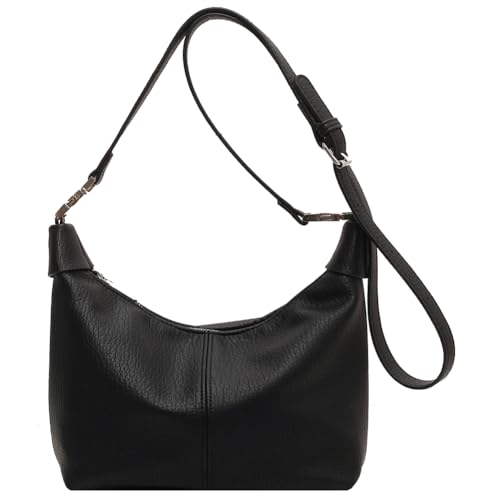 Fehploh Damen-Mode-Tasche mit Tragegriff, Reißverschluss, einfache Alltagshandtasche, einfarbig, lässige Tragetasche, Mädchen-Outdoor-Tagestasche (schwarz) von Fehploh