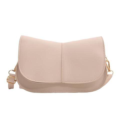 Fehploh Damen-PU-Satteltasche, elegante Party-Handtasche, großes Fassungsvermögen, schicke Umhängetasche, einfarbig, abnehmbarer Riemen für Outdoor-Reisen (weiß) von Fehploh