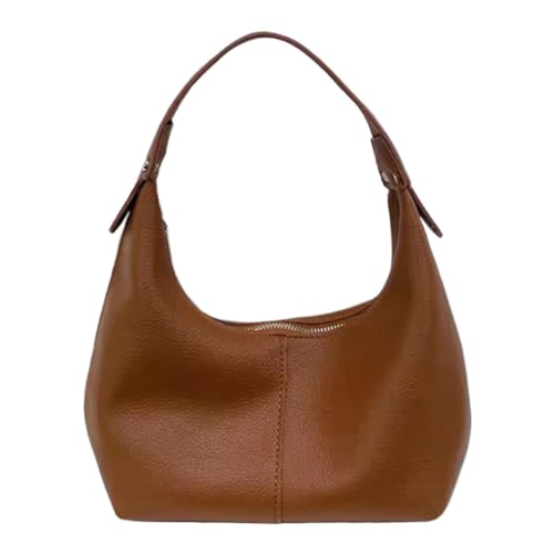 Fehploh Damen-Retro-Umhängetasche, PU-Leder, modische Tragetasche, einfarbig, lässige Achselhandtasche, Mädchen-Outdoor-Tagestasche (braun) von Fehploh