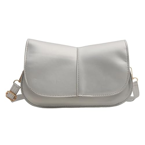 Fehploh Damen-Satteltasche, elegant, Party, großes Fassungsvermögen, kleine Tragetasche, einfarbig, abnehmbarer Riemen für Party, Urlaub, silber, 15.75*11.81*4.72inch von Fehploh