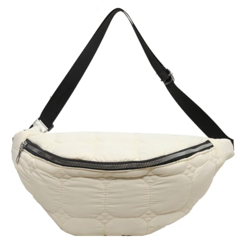 Fehploh Damen-Schultertasche, halbmondförmig, leicht, gepolstert, Hüfttasche, gesteppt, Umhängetasche, Hobo-Tasche, Gürteltaschen, Shopper (Beige) von Fehploh