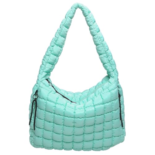 Fehploh Damen-Schultertasche, modische Luftpolstertasche, große Kapazität, bauschige Umhängetasche, einfarbig, Reißverschluss für Party, Urlaub, aqua blue, 390.00x360.00x150.00mm von Fehploh