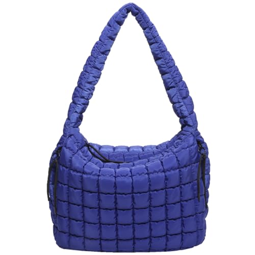 Fehploh Damen-Schultertasche, modische Luftpolstertasche, große Kapazität, bauschige Umhängetasche, einfarbig, Reißverschluss für Party, Urlaub, dunkelblau, 390.00x360.00x150.00mm von Fehploh