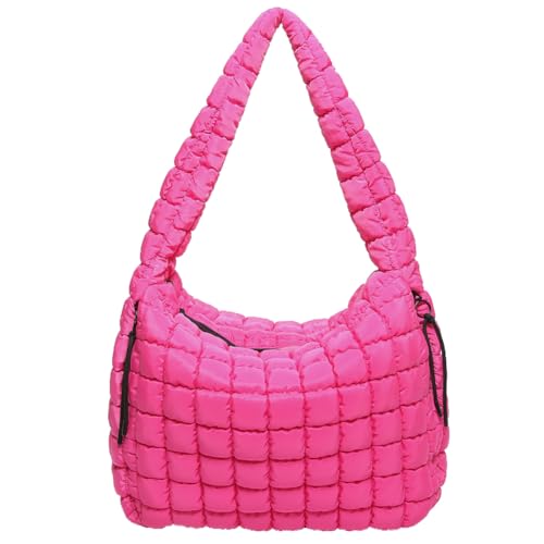 Fehploh Damen-Schultertasche, modische Luftpolstertasche, große Kapazität, bauschige Umhängetasche, einfarbig, Reißverschluss für Party, Urlaub, rosarot, 390.00x360.00x150.00mm von Fehploh