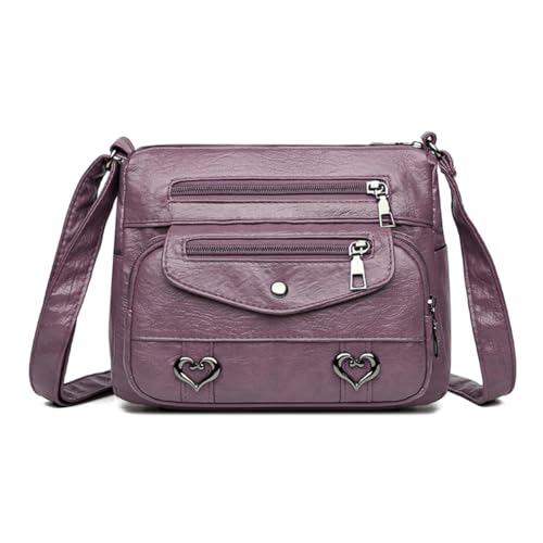 Fehploh Damen-Schultertasche mit Herz-Dekor, verstellbare Schultergurte, große Kapazität, Geldbörse, mehrere Taschen, Mehrzwecktasche für Damen und Mädchen, violett, von Fehploh