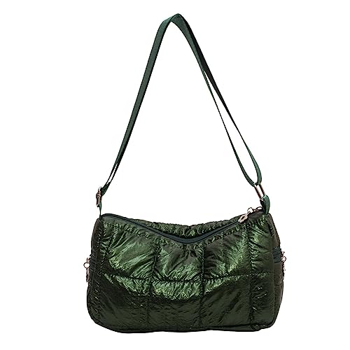 Fehploh Damen-Schultertaschen, Schachbrettmuster, gesteppt, modisch, schlicht, elegant, Nylon, weibliche Handtaschen, grün, 25x15x10cm/9.84x5.91x3.94in von Fehploh