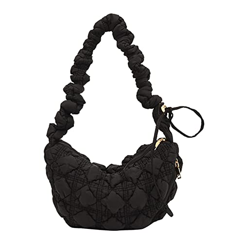 Fehploh Damen-Shopper-Geldbörse, koreanische gesteppte Umhängetasche, solide Umhängetasche, Brusttasche, Einkaufstasche, Umhängetasche (schwarz) von Fehploh