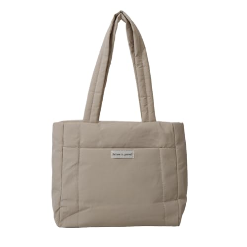 Fehploh Damen-Tasche mit gepolstertem Tragegriff oben, großes Fassungsvermögen, vielseitig, einfach, einfarbig, leicht, für den Außenbereich, weiß, 370.00x280.00x100.00mm/14.57x11.02x3.94inch von Fehploh