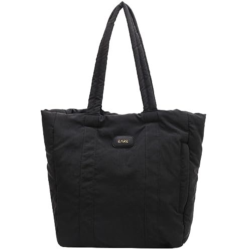 Fehploh Damen-Tragetasche, weich, schlicht, Hobo-Tasche, einfarbig, leicht, großes Fassungsvermögen, Tagestasche for weibliche Mädchen (schwarz) von Fehploh