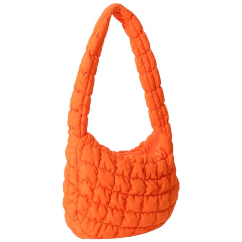 Fehploh Damen-Umhängetasche, gesteppt, plissiert, modische Wolke, große Kapazität, Temperament, Kuriertasche, Orange, 340.00x260.00x60.00mm/13.39x10.24x2.36inch von Fehploh