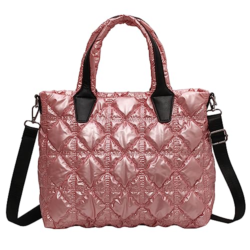 Fehploh Damen-Umhängetasche, großes Fassungsvermögen, schick, weich, einfarbig, Nylon, leicht, für Reisen, Arbeit, Shopper, rose, 320*140*250mm/12.48*5.46*9.75in von Fehploh